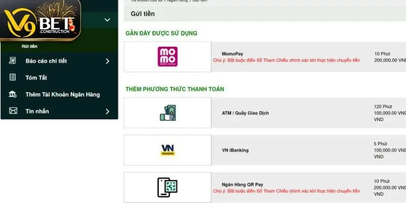 Rút Tiền V9bet Các bước rút tiền V9bet đơn giản, thành công